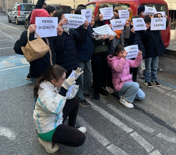 Torino, insetti nel piatto della mensa scolastica: genitori e bimbi mangiano in strada per protesta