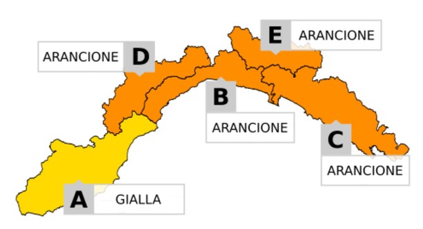 Allerta Meteo. Giallo a Ponente, arancione sul resto della Regione: confermati al momento gl anticipi del sabato