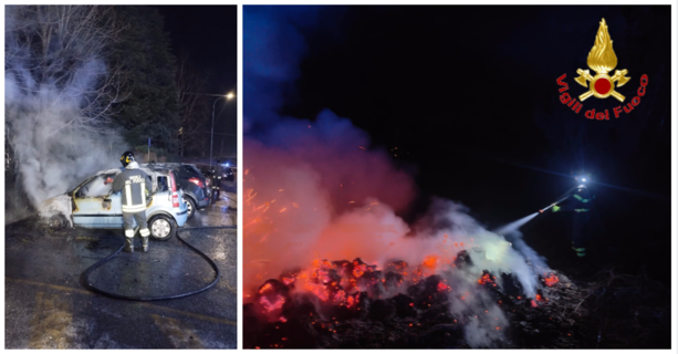 Capodanno di incendi nel Varesotto: quindici interventi dei vigili del fuoco nella notte di San Silvestro