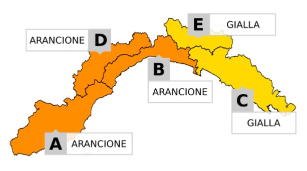 Allerta Meteo. Il Ponente entra in arancione, livello emanato fino alle 14:00 di domani